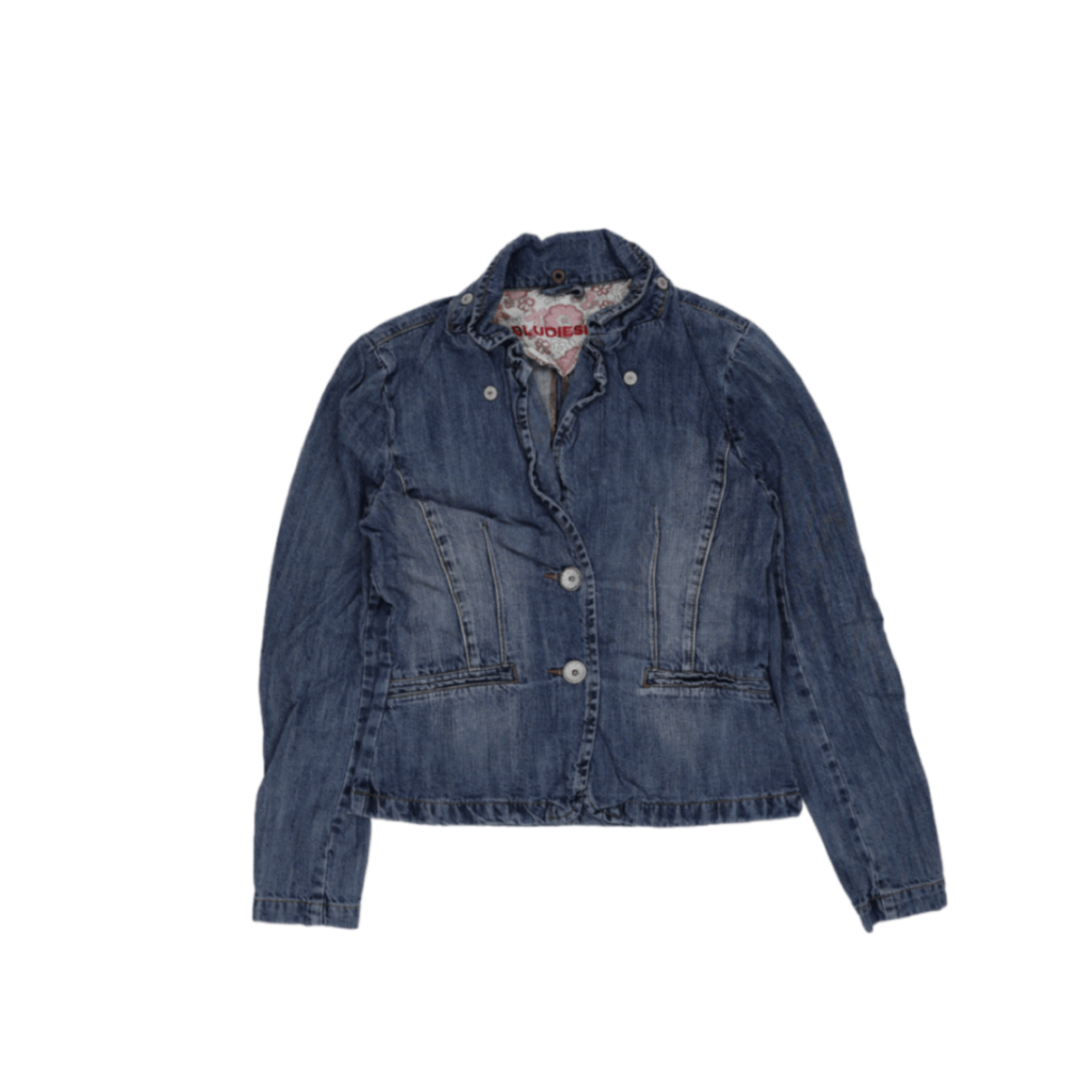 BLUDIESEL Vintage Blue Denim Jacket Women Size M Collared Cotton