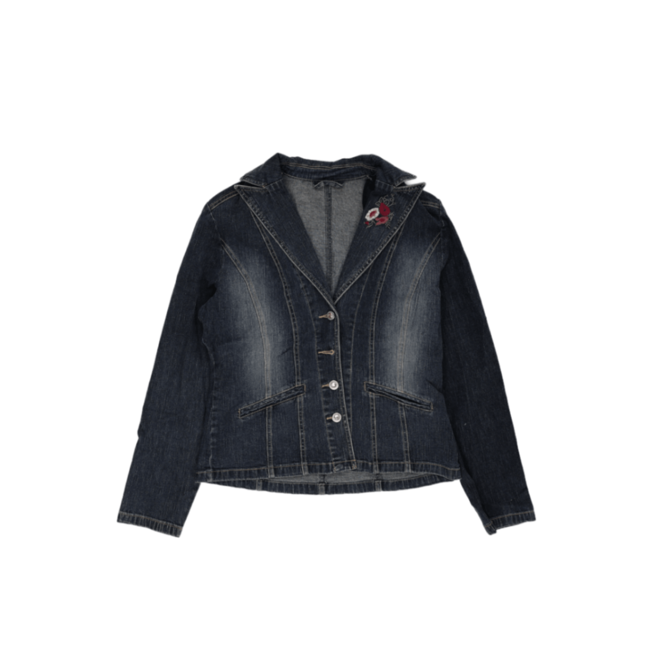 St Warenhaus Women's Vintage Fitted Blazer Jacket Washed Blue Size 10 100 Cotton Denim