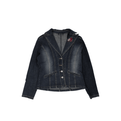 St Warenhaus Women's Vintage Fitted Blazer Jacket Washed Blue Size 10 100 Cotton Denim