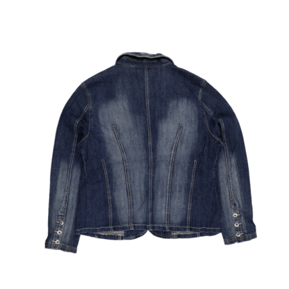 Vintage Blue Denim Blazer Jacket for Women Preloved Collared Style