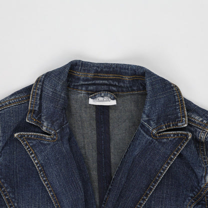 Urban Kilo Womens Dark Blue Denim Blazer Jacket EU 38 UK 10 Cotton Blend Notched Lapel