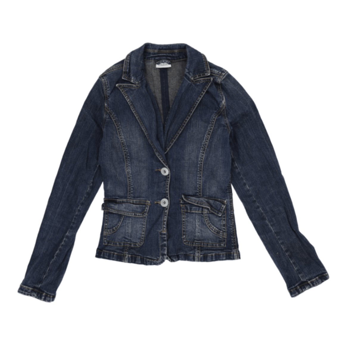 Urban Kilo Womens Dark Blue Denim Blazer Jacket EU 38 UK 10 Cotton Blend Notched Lapel