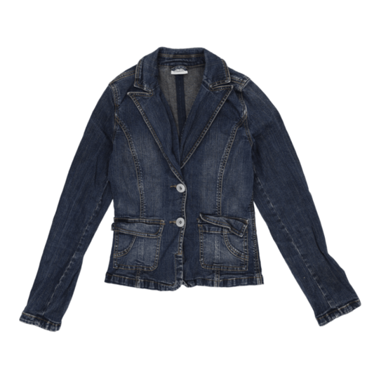 Urban Kilo Womens Dark Blue Denim Blazer Jacket EU 38 UK 10 Cotton Blend Notched Lapel