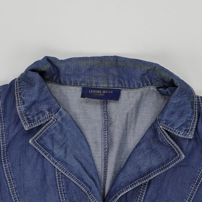 Gerry Weber Women's Denim Blazer Jacket Medium Blue Size 40 100% Cotton Collared
