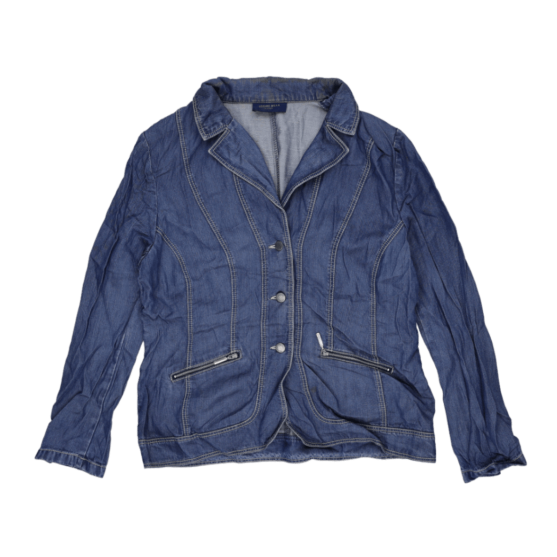 Gerry Weber Women's Denim Blazer Jacket Medium Blue Size 40 100% Cotton Collared