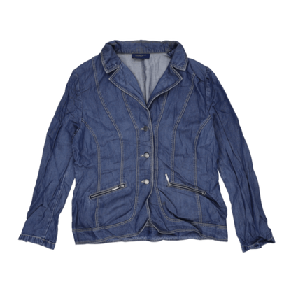 Gerry Weber Women's Denim Blazer Jacket Medium Blue Size 40 100% Cotton Collared