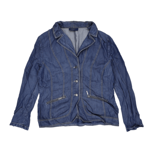 Gerry Weber Women's Denim Blazer Jacket Medium Blue Size 40 100% Cotton Collared