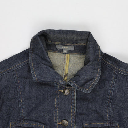 Phildar Women's Vintage Dark Blue Denim Jacket Size 38 100% Cotton Collared