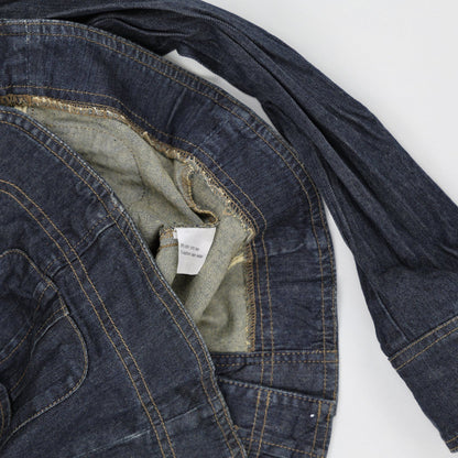 Phildar Women's Vintage Dark Blue Denim Jacket Size 38 100% Cotton Collared