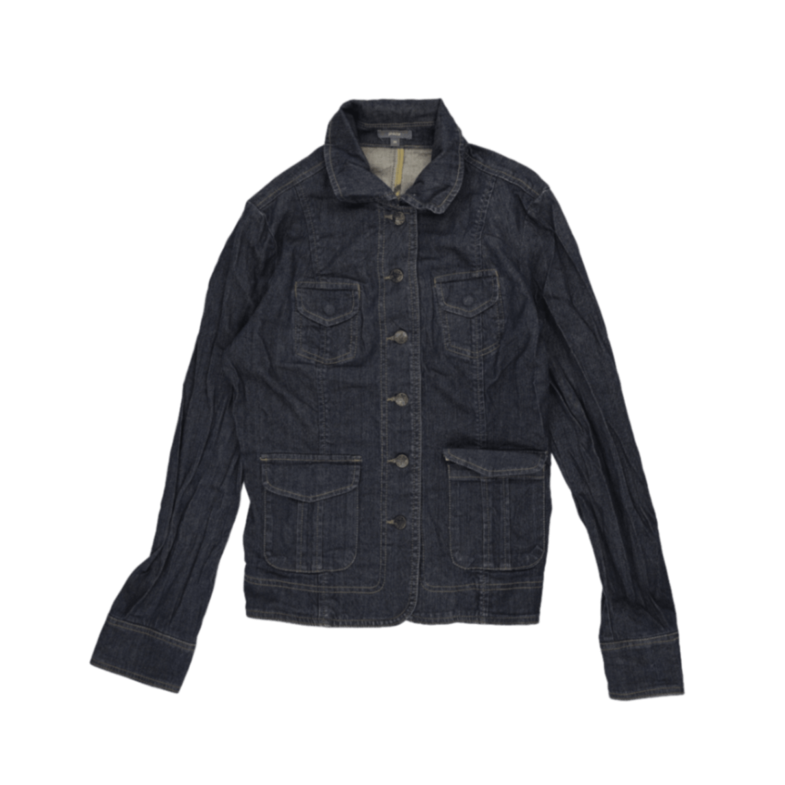 Phildar Women's Vintage Dark Blue Denim Jacket Size 38 100% Cotton Collared