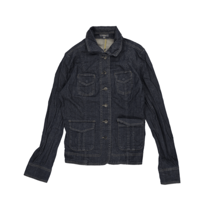 Phildar Women's Vintage Dark Blue Denim Jacket Size 38 100% Cotton Collared