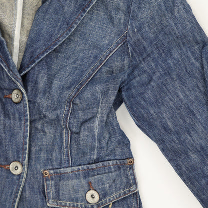 Venice Beach Women's Vintage Blue Cotton Fitted Blazer Jacket Size 38 UK 10