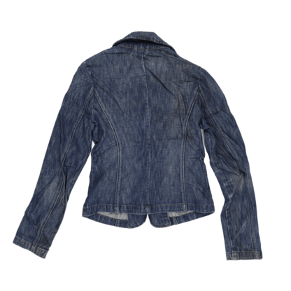 Venice Beach Women's Vintage Blue Cotton Fitted Blazer Jacket Size 38 UK 10