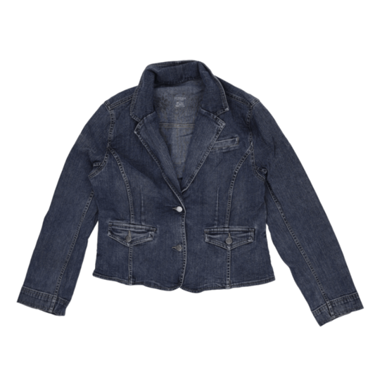 Sonoma Womens Vintage Denim Blazer Jacket Blue Size L 98 Cotton 2 Spandex Collared