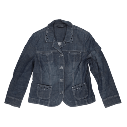 Gerry Weber Studded Denim Jacket Blue Size 18 97 Cotton 3 Elastane Casual Collared Women's
