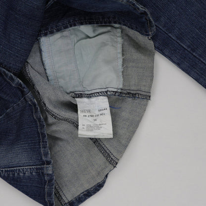 No Excuse Vintage Studded Blue Denim Blazer Jacket Women's Size 36 99% Cotton 1% Elastane Collared