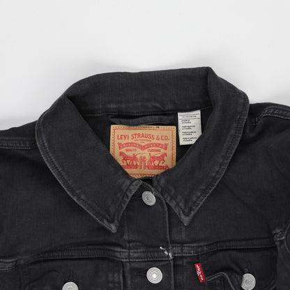 Levi's Black Denim Trucker Jacket Large 100 Percent Cotton Mens Activewear