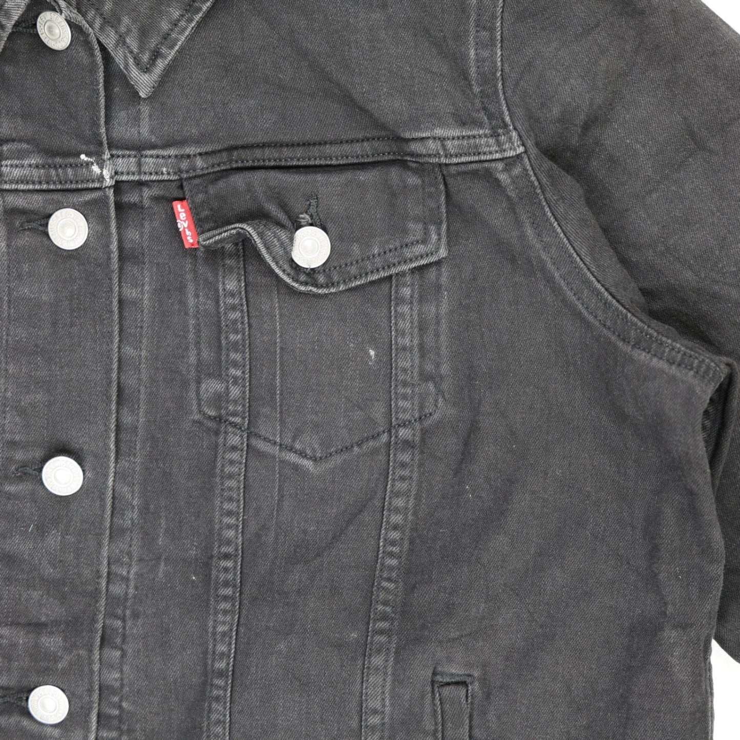 Levi's Black Denim Trucker Jacket Large 100 Percent Cotton Mens Activewear