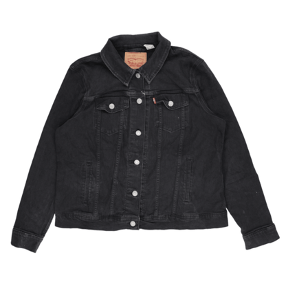 Levi's Black Denim Trucker Jacket Large 100 Percent Cotton Mens Activewear