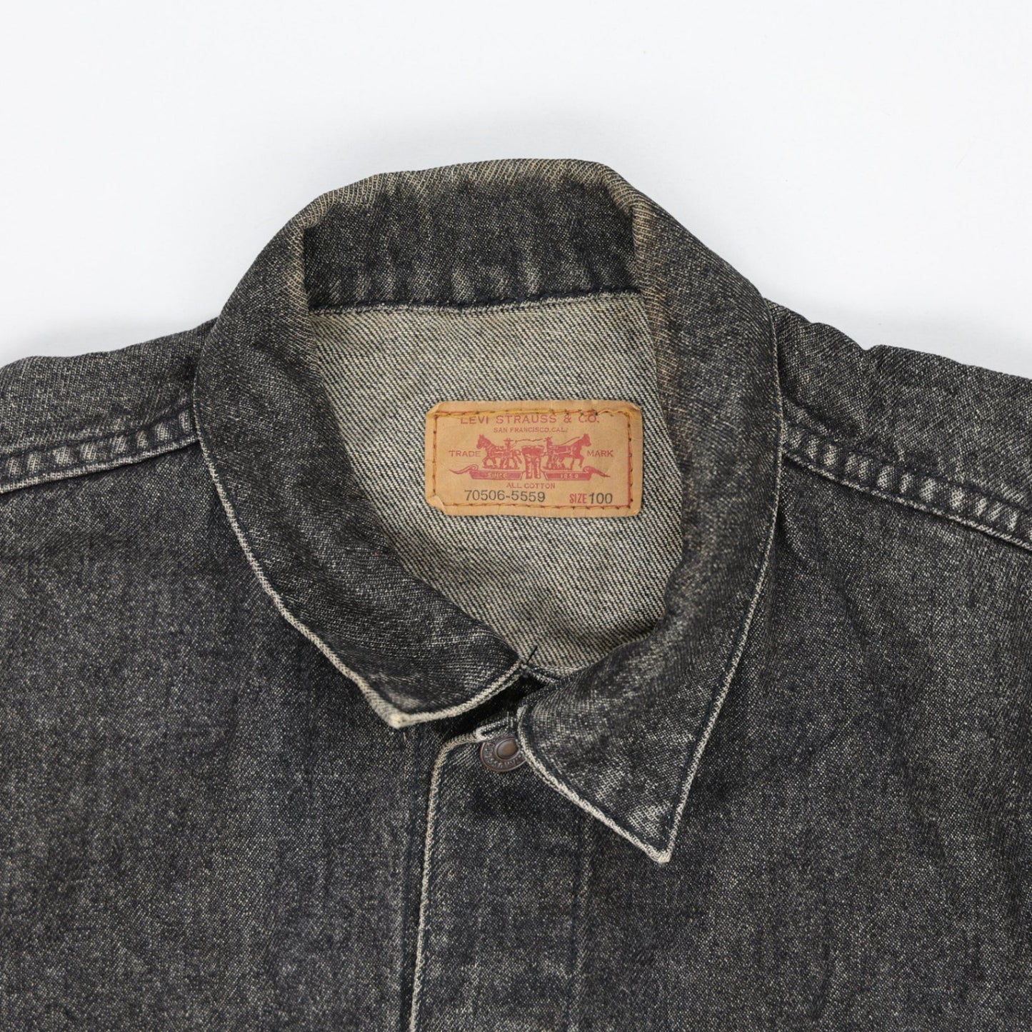 Levi's Vintage Black Denim Trucker Jacket Men's Size 100 Large 100% Cotton