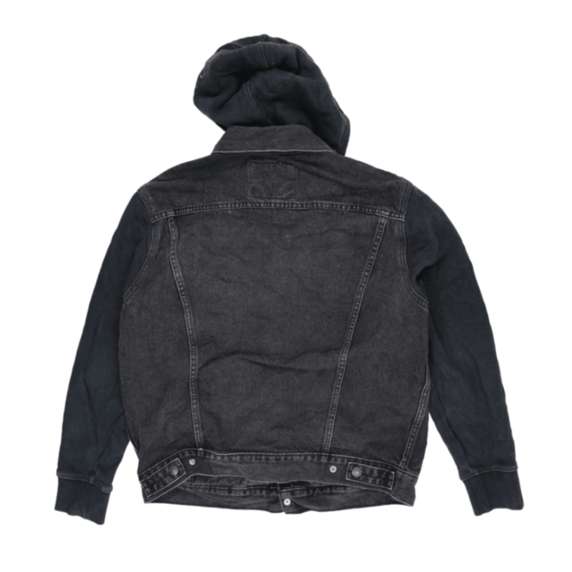 Levi's Black Hooded Trucker Jacket Men's Size M Cotton Blend Vintage