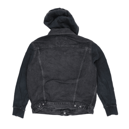 Levi's Black Hooded Trucker Jacket Men's Size M Cotton Blend Vintage