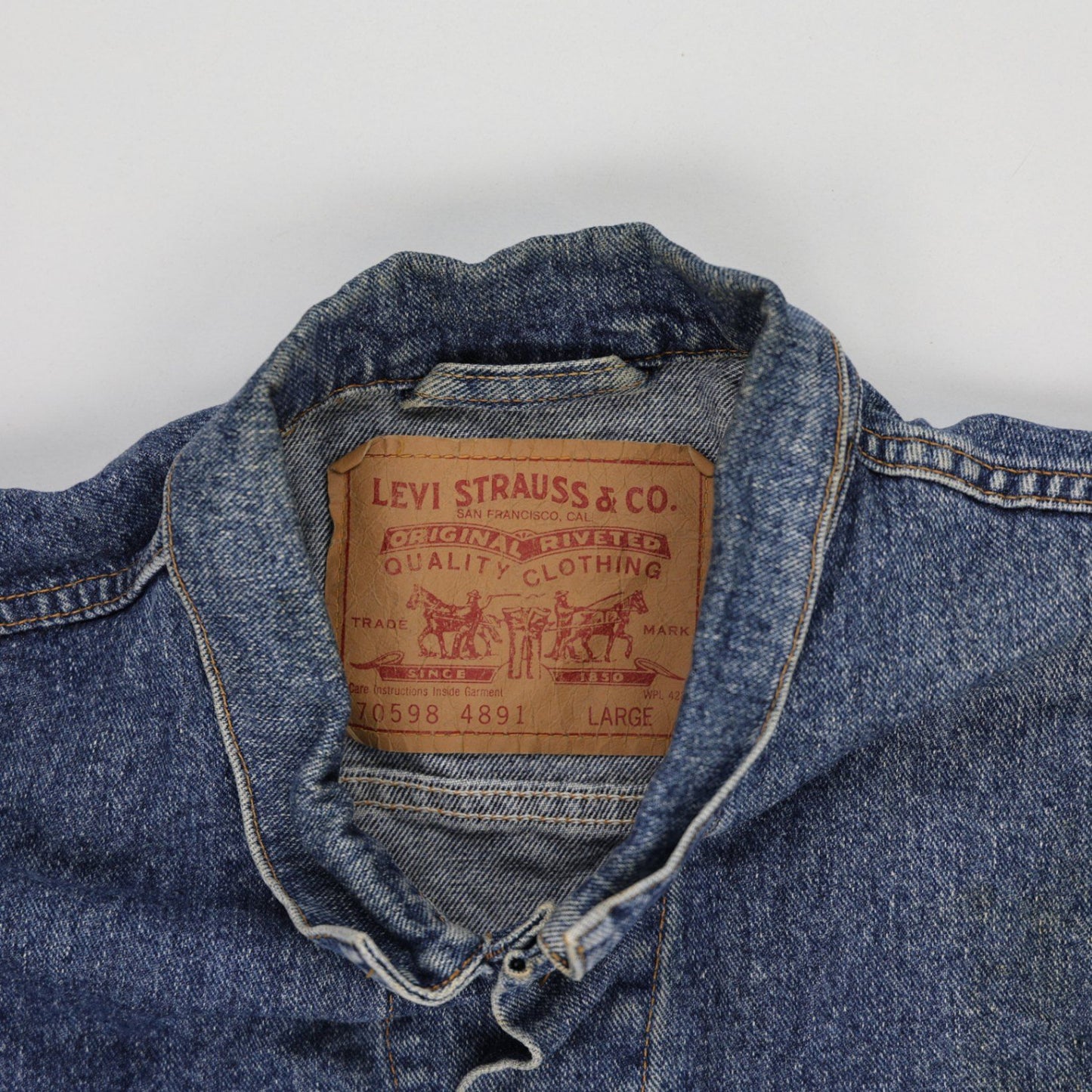 Levi's Vintage Blue Denim Jacket Large Cotton Denim Collared