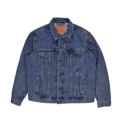 Levi's XL Blue Denim Jacket 100 Percent Cotton Vintage Style Collared Trucker Jacket