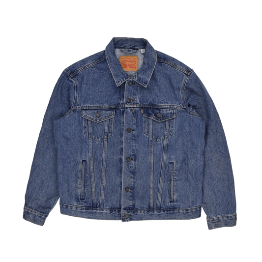 Levi's XL Blue Denim Jacket 100 Percent Cotton Vintage Style Collared Trucker Jacket