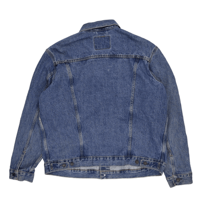 Levi's XL Blue Denim Jacket 100 Percent Cotton Vintage Style Collared Trucker Jacket
