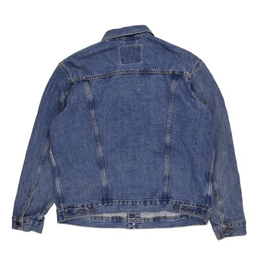Levi's XL Blue Denim Jacket 100 Percent Cotton Vintage Style Collared Trucker Jacket