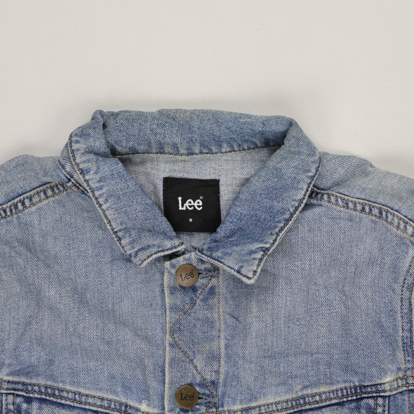Lee Classic Light Blue Denim Jacket Men's Size S 100 Percent Cotton Vintage