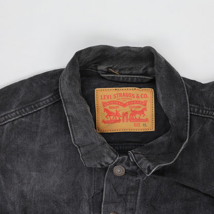 Levi's Black Washed Denim Trucker Jacket XL Men's Vintage Clothing
