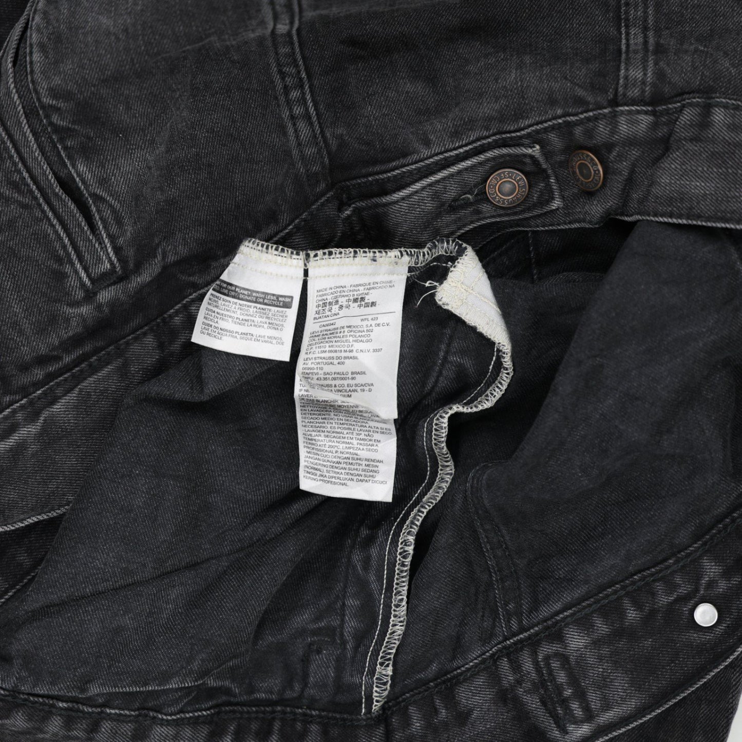 Levi's Black Washed Denim Trucker Jacket XL Men's Vintage Clothing