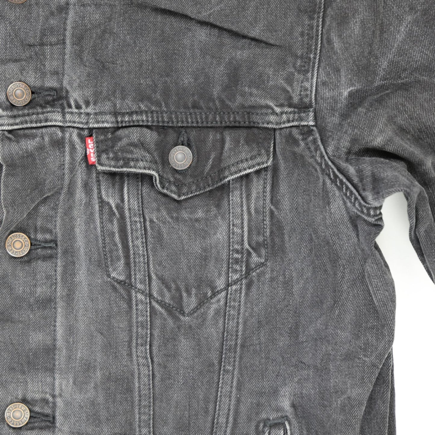 Levi's Black Washed Denim Trucker Jacket XL Men's Vintage Clothing