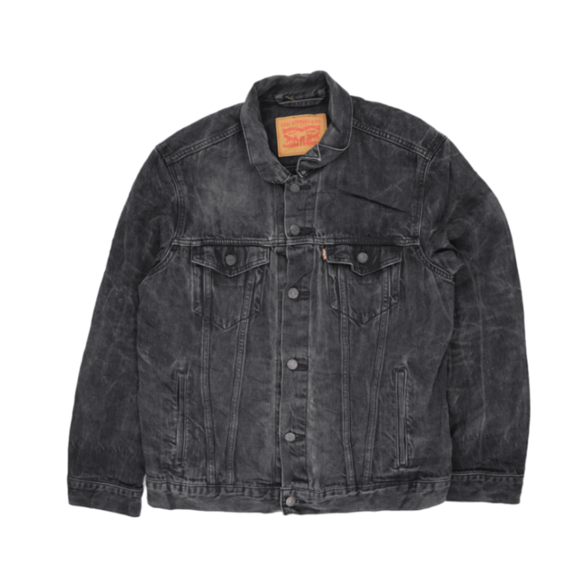 Levi's Black Washed Denim Trucker Jacket XL Men's Vintage Clothing
