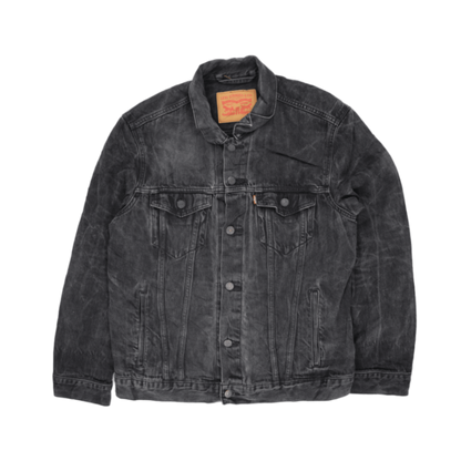 Levi's Black Washed Denim Trucker Jacket XL Men's Vintage Clothing
