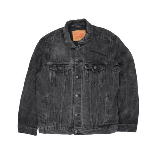 Levi's Black Washed Denim Trucker Jacket XL Men's Vintage Clothing