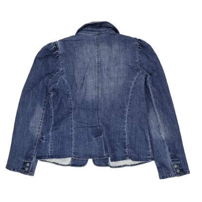 INC International Concepts Women's Denim Blazer Blue XL 80% Cotton 20% Polyester Notched Lapel