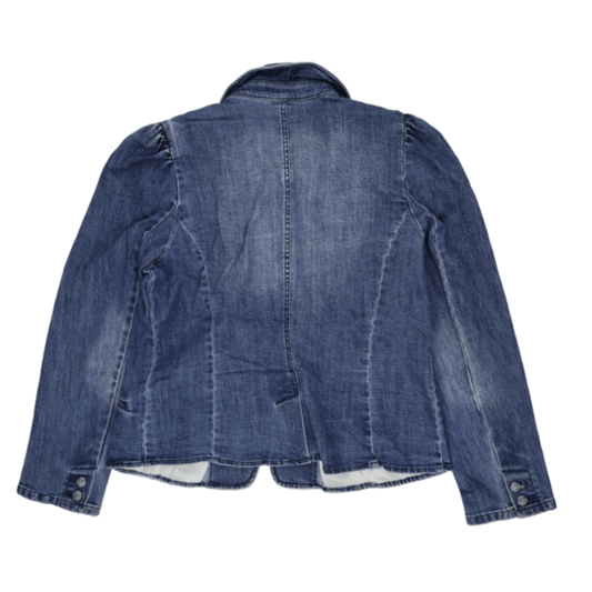 INC International Concepts Women's Denim Blazer Blue XL 80% Cotton 20% Polyester Notched Lapel