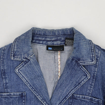 Relativity Women's Blue Denim Blazer Jacket Medium Cotton Vintage Notched Lapel