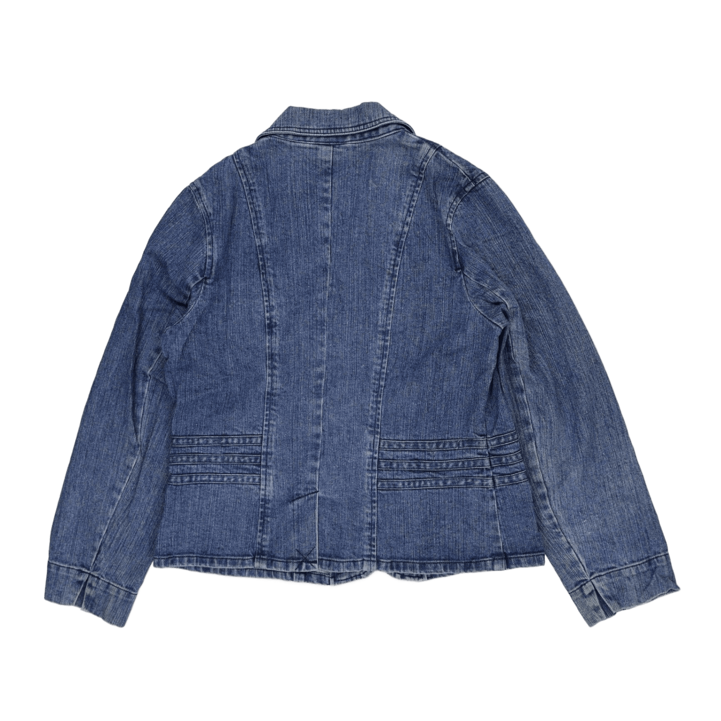 Relativity Women's Blue Denim Blazer Jacket Medium Cotton Vintage Notched Lapel