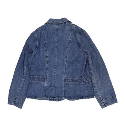 Relativity Women's Blue Denim Blazer Jacket Medium Cotton Vintage Notched Lapel