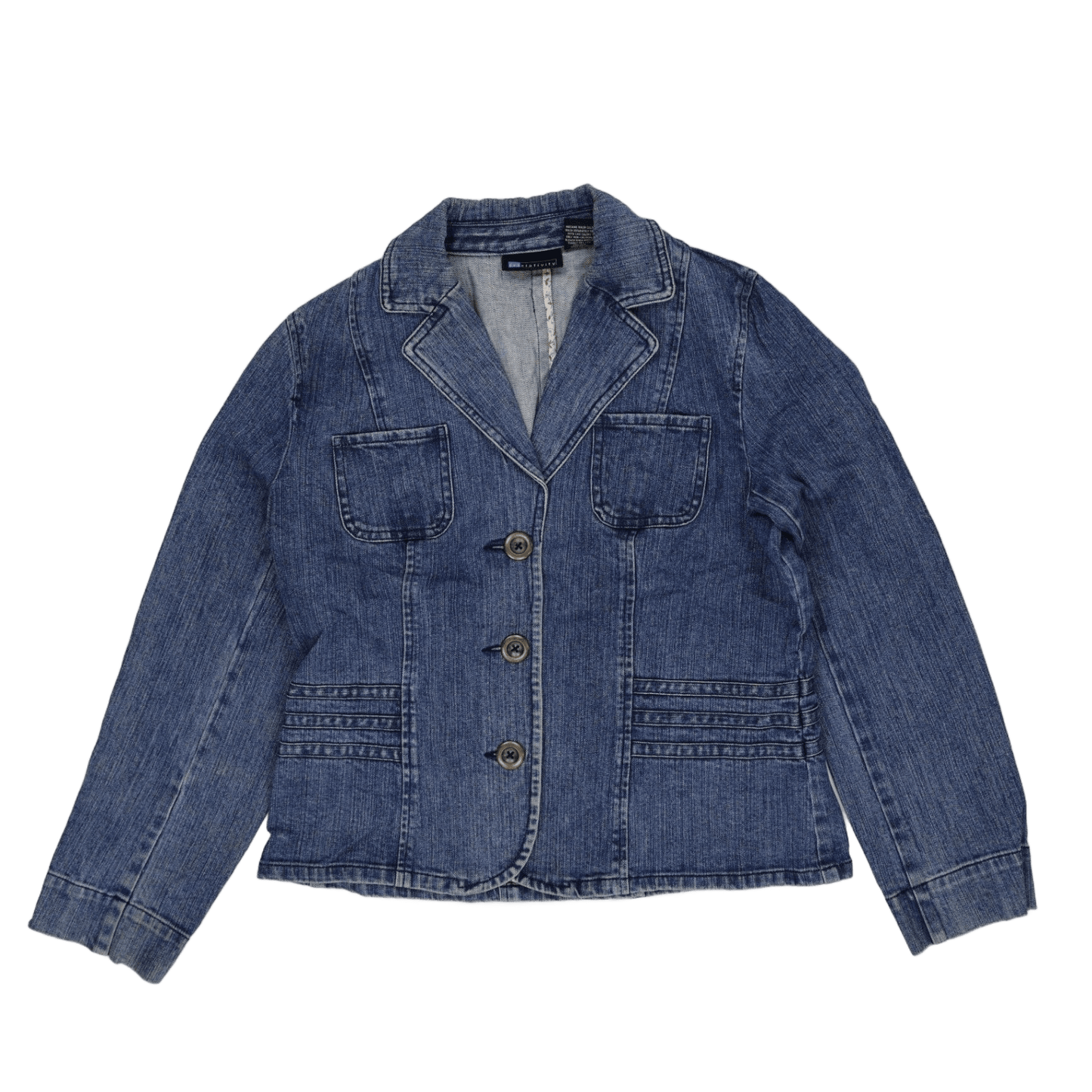 Relativity Women's Blue Denim Blazer Jacket Medium Cotton Vintage Notched Lapel