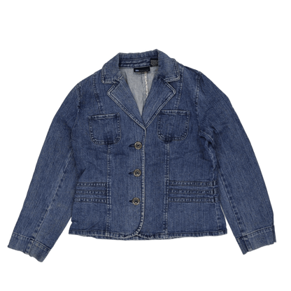 Relativity Women's Blue Denim Blazer Jacket Medium Cotton Vintage Notched Lapel