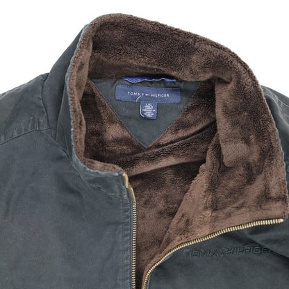 Tommy Hilfiger Black Zip Jacket for Men Size L Cotton Polyester Faux Fur