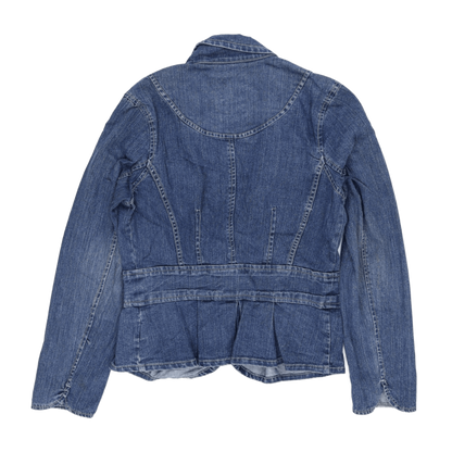 New Rikkit Jeans Blue Denim Blazer Women's Medium Cotton Blend Lapel Jacket