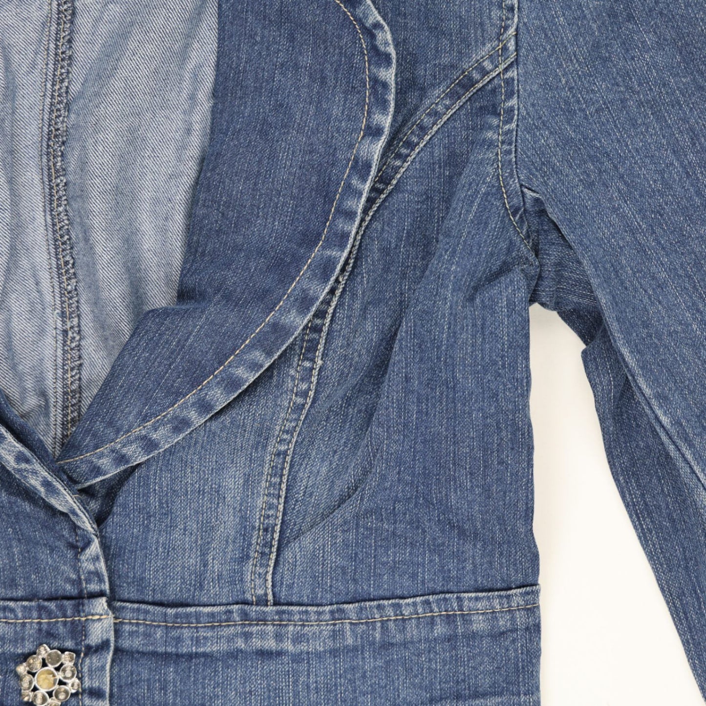 New Rikkit Jeans Blue Denim Blazer Women's Medium Cotton Blend Lapel Jacket