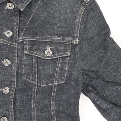 Jennyfer Denim Jacket Dark Blue Women's Medium Cotton Blend Collared