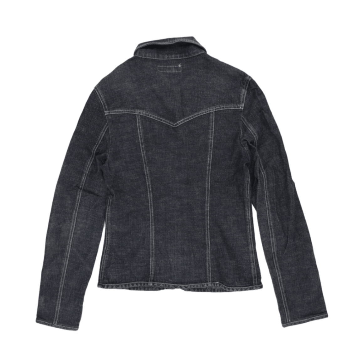 Jennyfer Denim Jacket Dark Blue Women's Medium Cotton Blend Collared